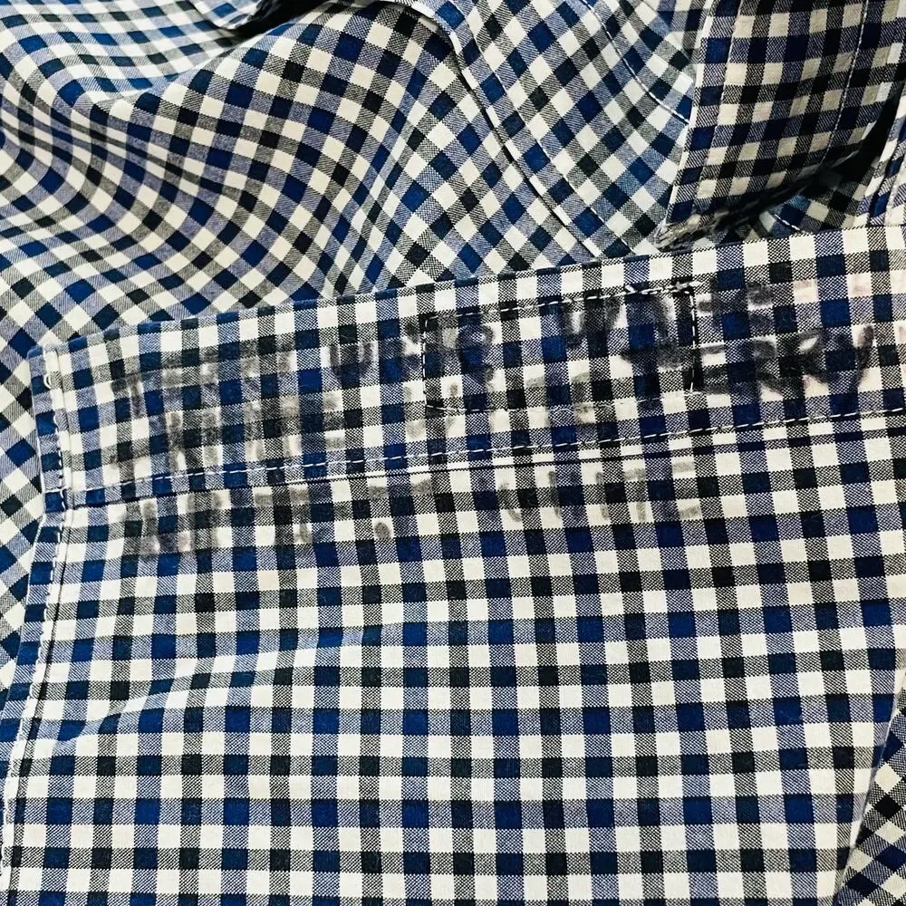 J.CREW Black Blue Check Shirt Long Sleeve Button Down Casual Men's XL 17-17 1/2